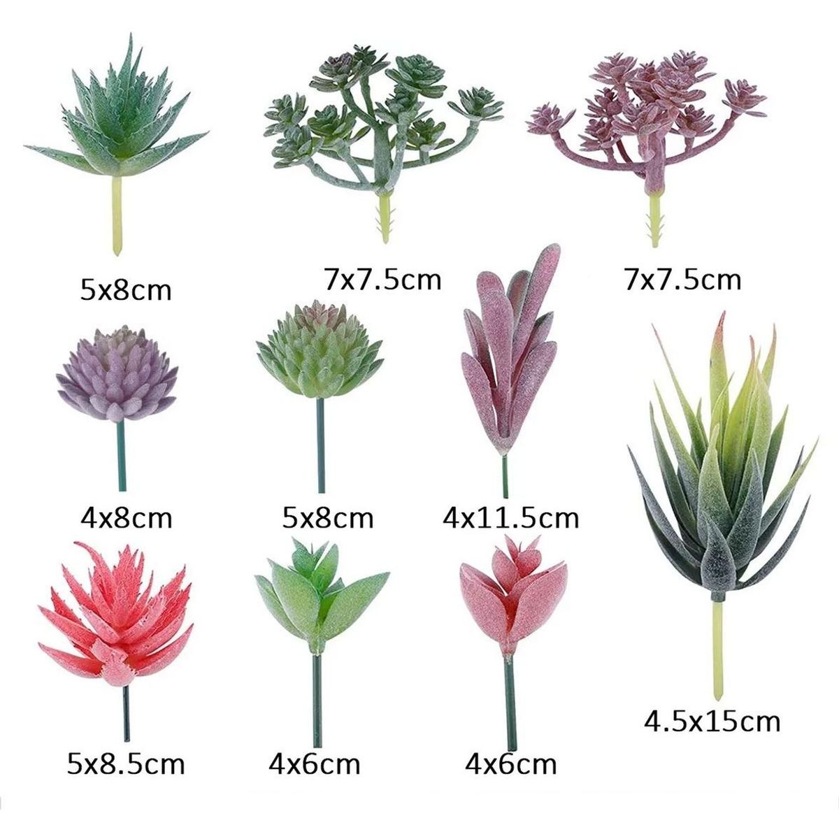 GENERICO - Conjunto de 20 Suculentas Artificiales de Terciopelo Realista