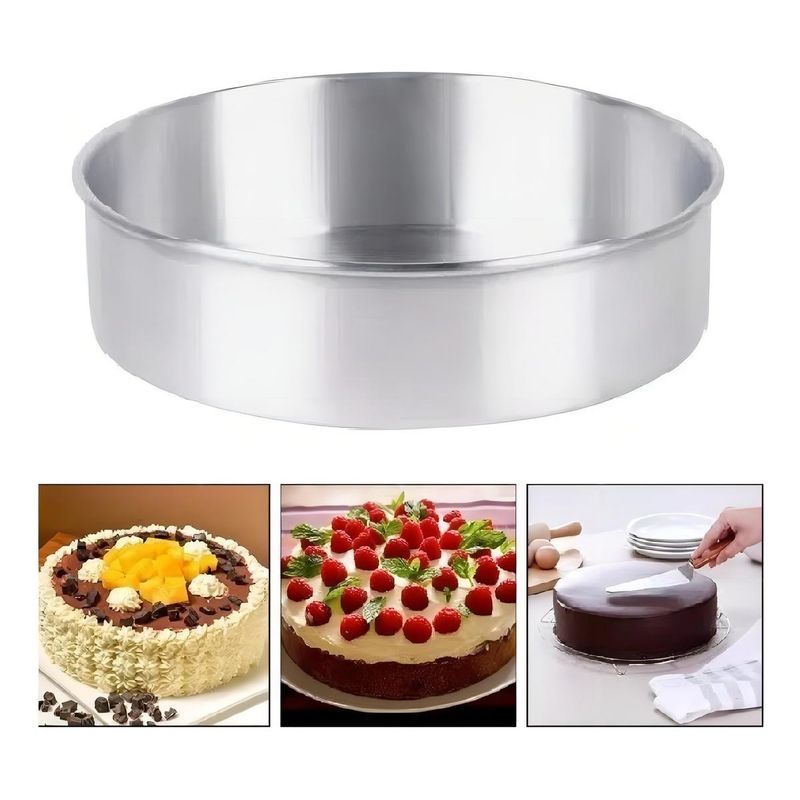 GENERICO - Molde redondo de aluminio para tortas y queques de 28 cm