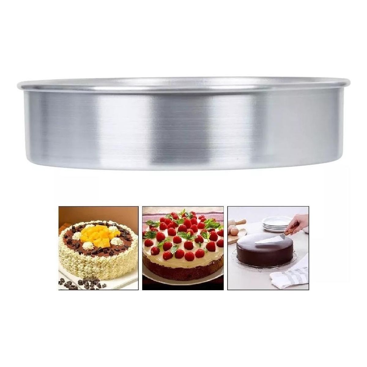 GENERICO - Molde de Aluminio Fijo para Tortas y Queques 30 cm