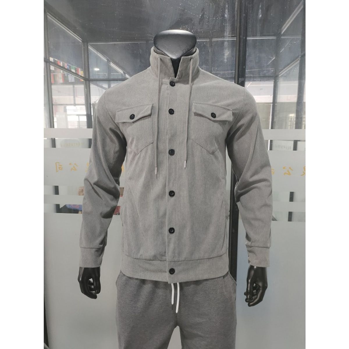 GIOIO - Chaqueta Pana Hombre Vintage USA Solapa Bolsillos Tácticos Urbana​