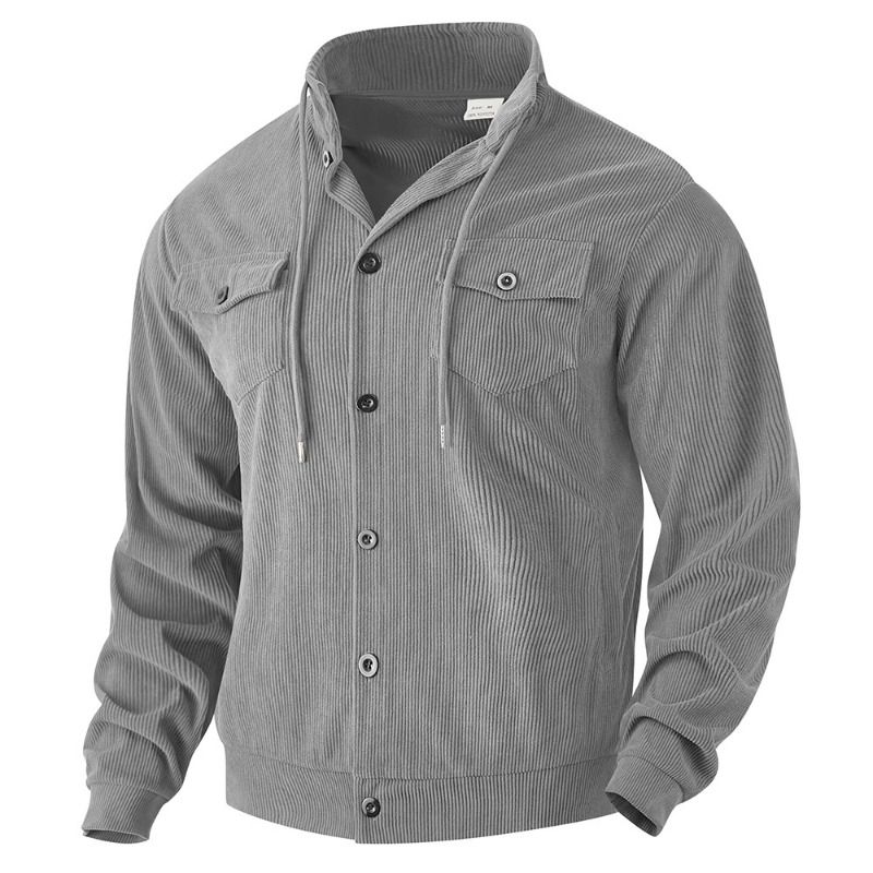 GIOIO - Chaqueta Pana Hombre Vintage USA Solapa Bolsillos Tácticos Urbana​