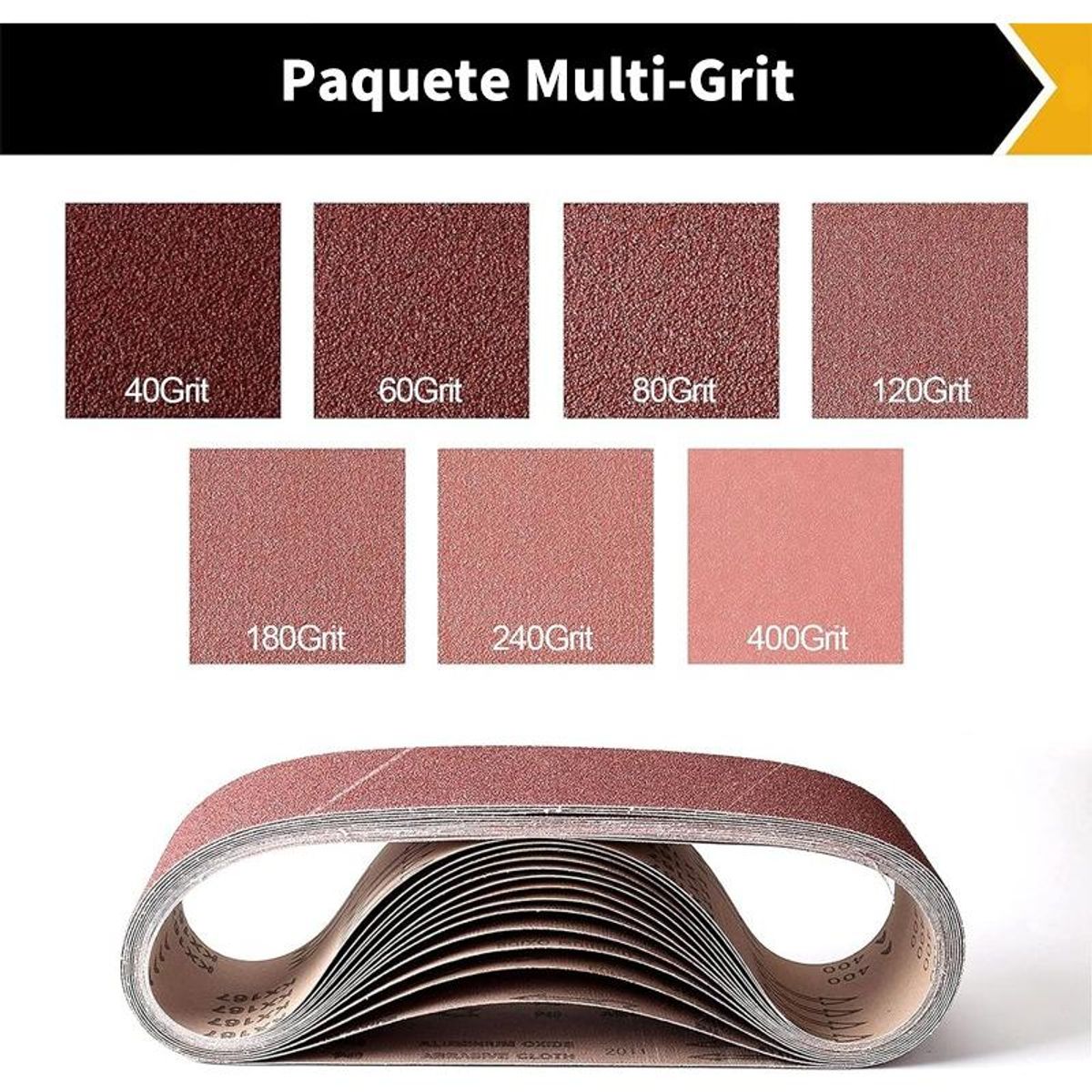 GENERICO - Set de 21 Lijas Cinturón 75x533mm para Madera y Metal