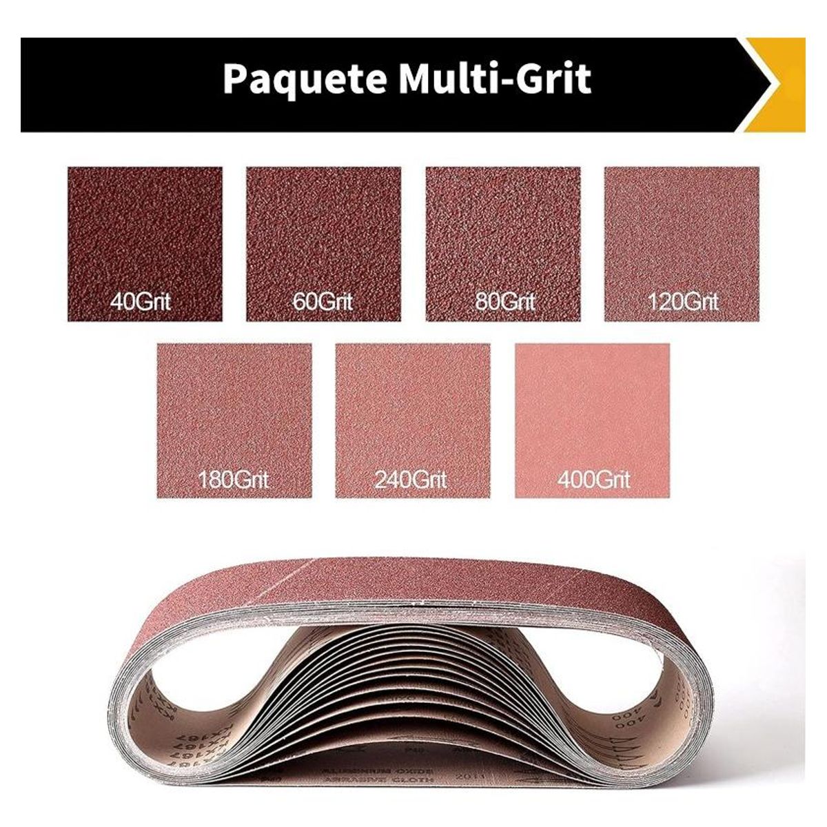 GENERICO - Set de 21 Lijas Cinturón 75x533mm para Madera y Metal