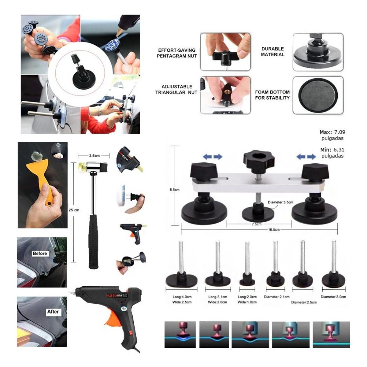 GENERICO - Kit Profesional para Reparación de Abolladuras en Autos
