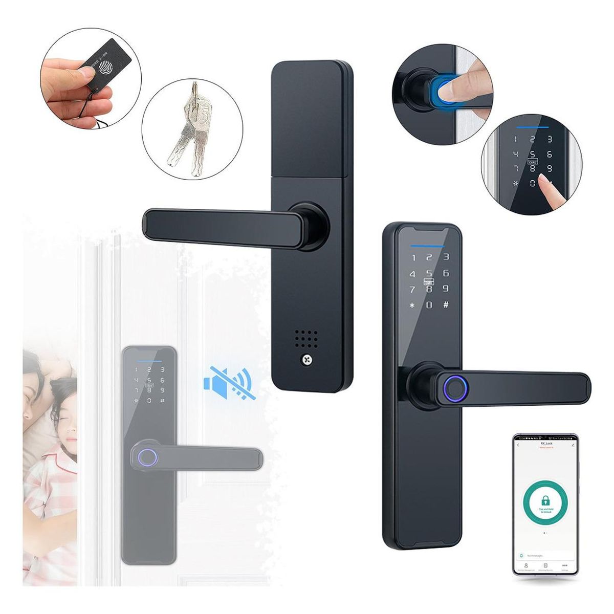 GENERICO - Cerradura Digital Inteligente 5 en 1 con Huella y App