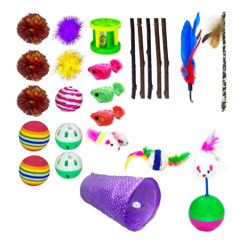 GENERICO - Kit Interactivo de Juguetes Multicolor para Gatos Feliz