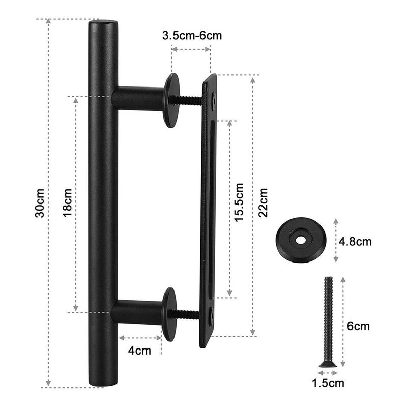 GENERICO - Tirador de Puerta Estilo Granero en Negro Mate 30cm