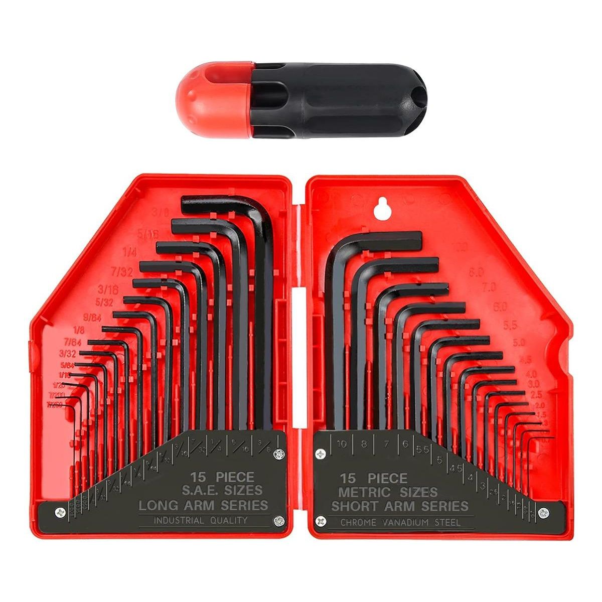 GENERICO - Juego de 30 Llaves Hexagonales de Acero 45 para Taller