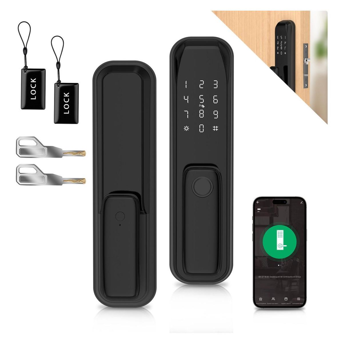 GENERICO - Cerradura Inteligente WiFi con Huella y Múltiples Accesos