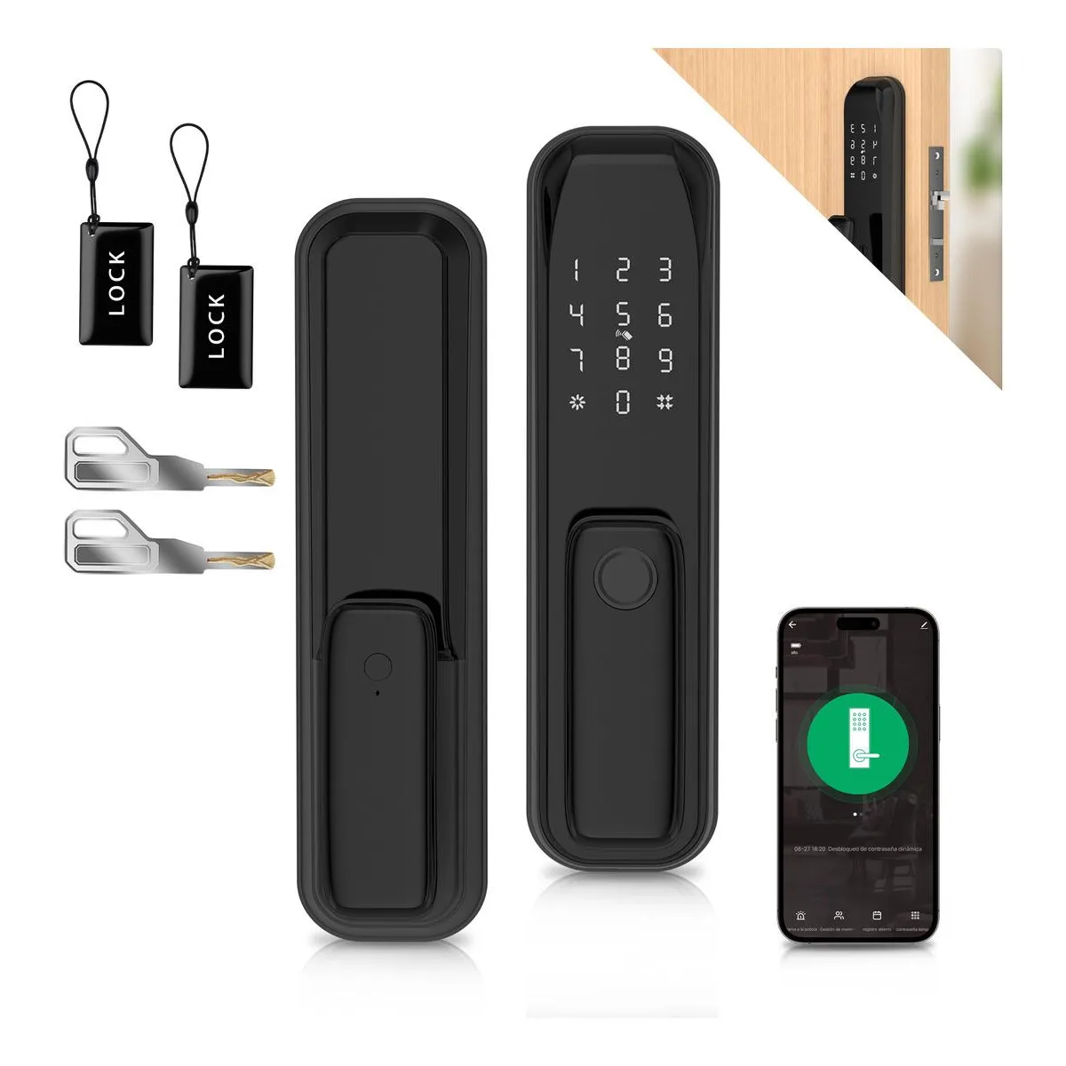 GENERICO - Cerradura Inteligente WiFi con Huella y Múltiples Accesos