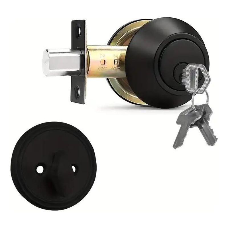 GENERICO - Cerrojo Negro Mate de Seguridad con Llave Doble