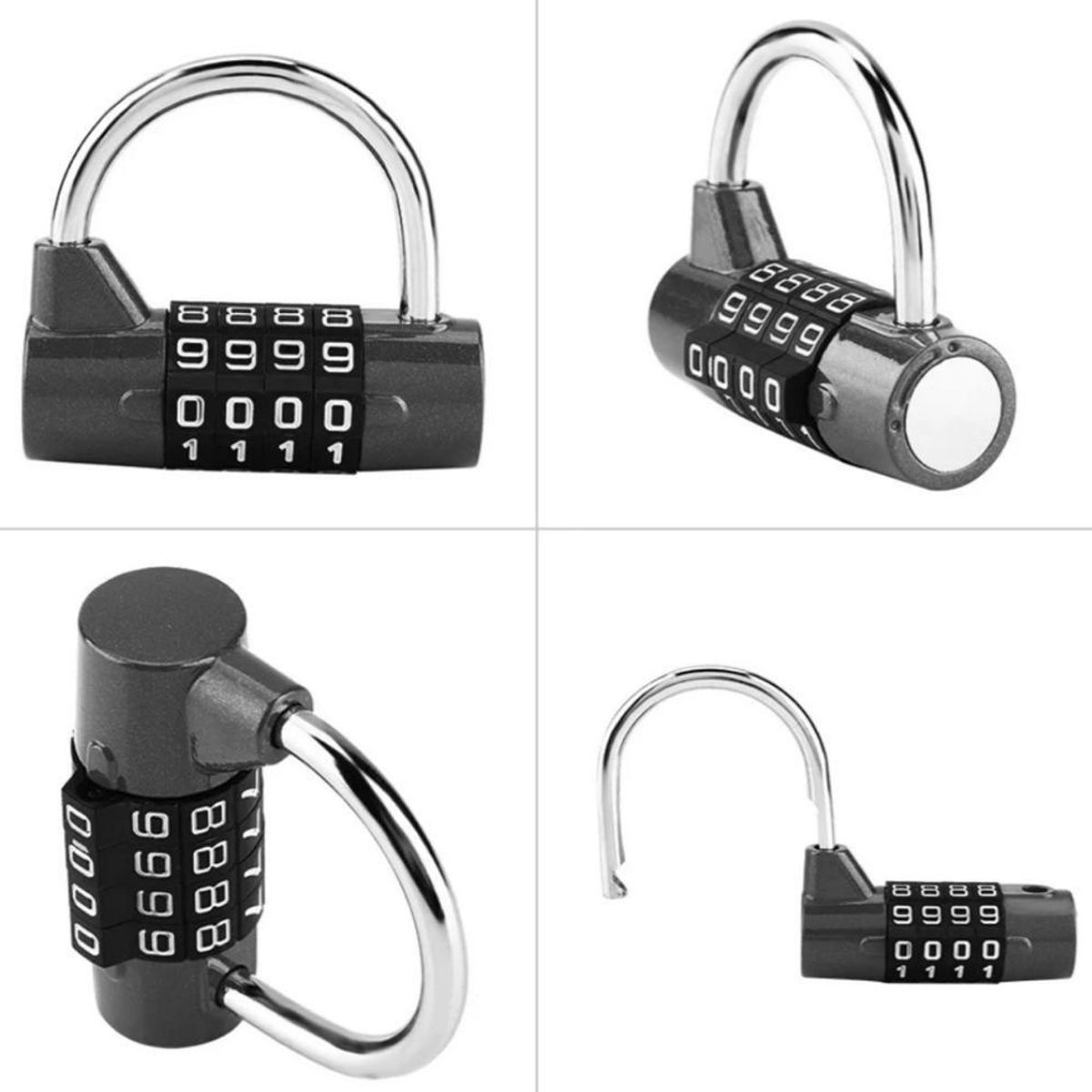 GENERICO - Candado de seguridad con combinación 4 dígitos de acero inox