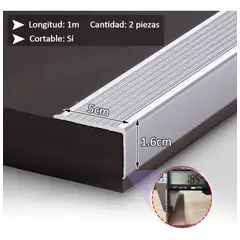 GENERICO - Tira Antideslizante de Aluminio de 2 Metros para Escaleras
