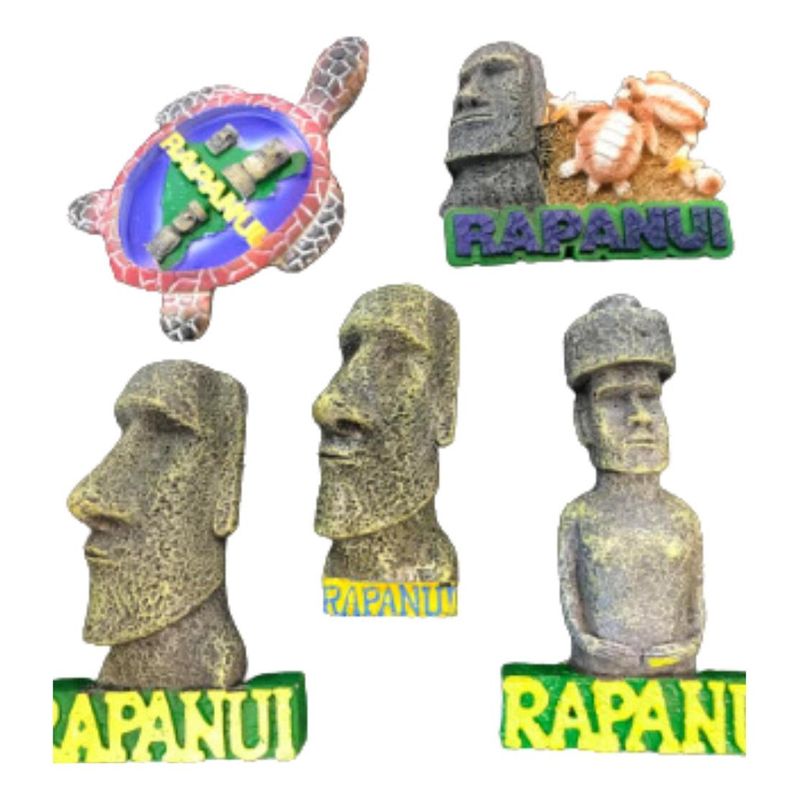 GENERICO - Pack de 6 Imanes Decorativos Moai Isla de Pascua Chile
