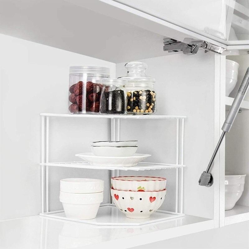 GENERICO - Repisa Esquinera Organizadora de Cocina 3 Niveles Blanca