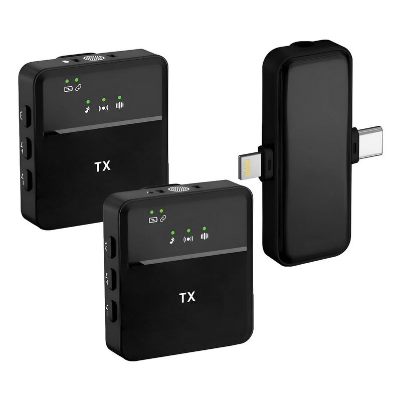 GENERICO - Micrófono Inalámbrico Doble de Solapa con USB y Lightning