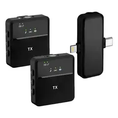GENERICO - Micrófono Inalámbrico Doble de Solapa con USB y Lightning