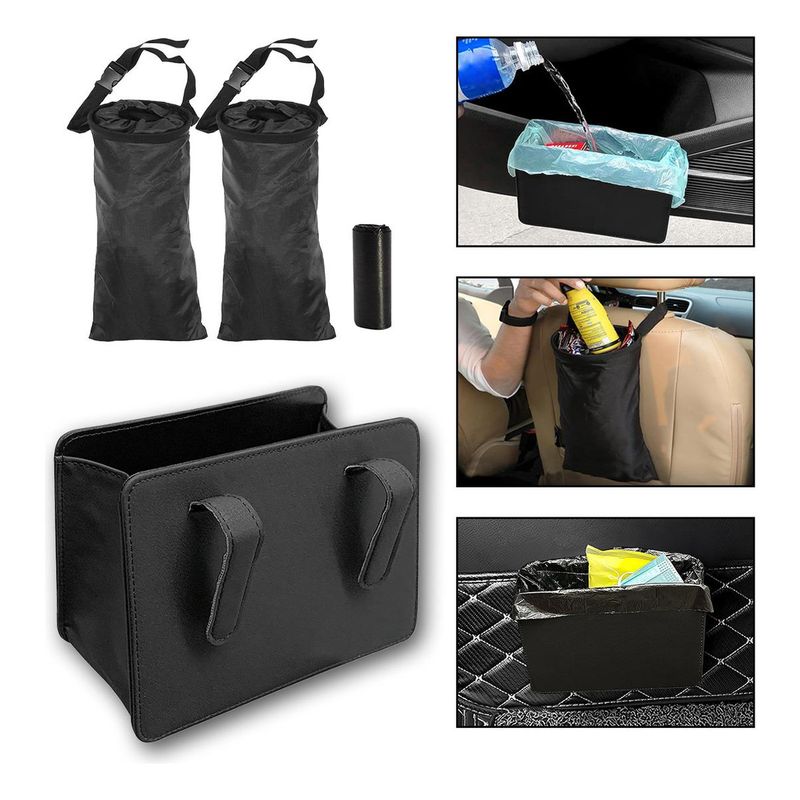 GENERICO - Caja Organizadora de Cuero para Asiento de Auto - 4 Piezas