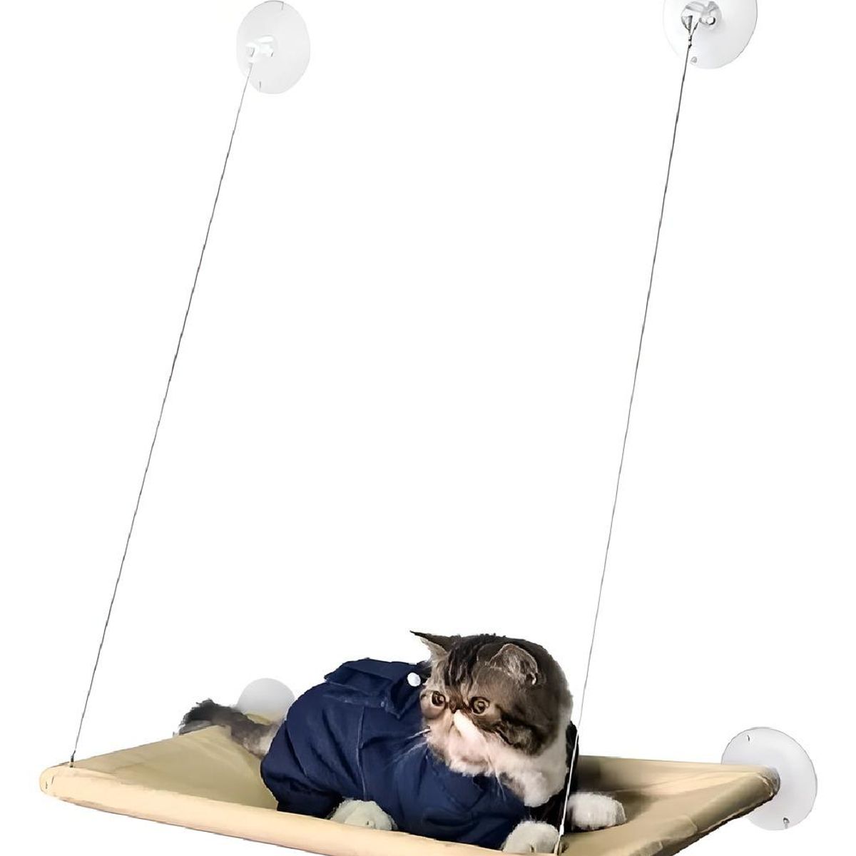 GENERICO - Hamaca Elevada para Gatos con Ventosas y Funda Lavable