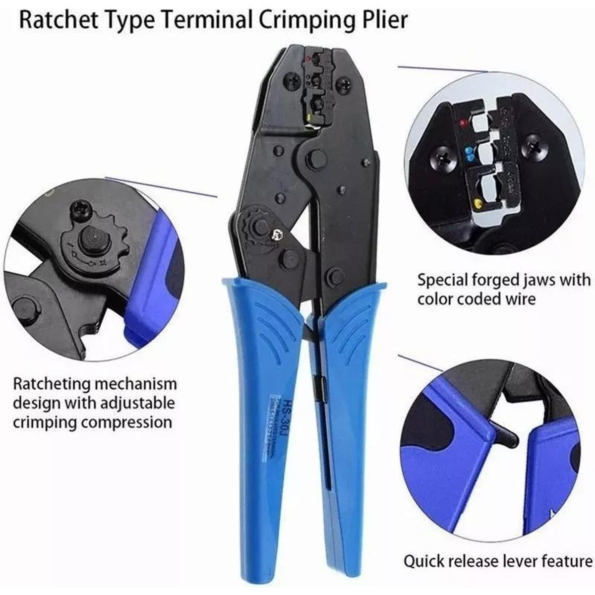 GENERICO - Kit Prensador Trinquete con 700 Terminales Aislados