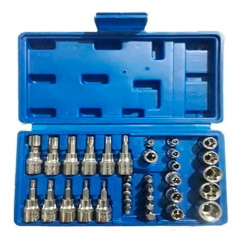 GENERICO - Juego Completo de Dados Torx de 34 Piezas en Caja