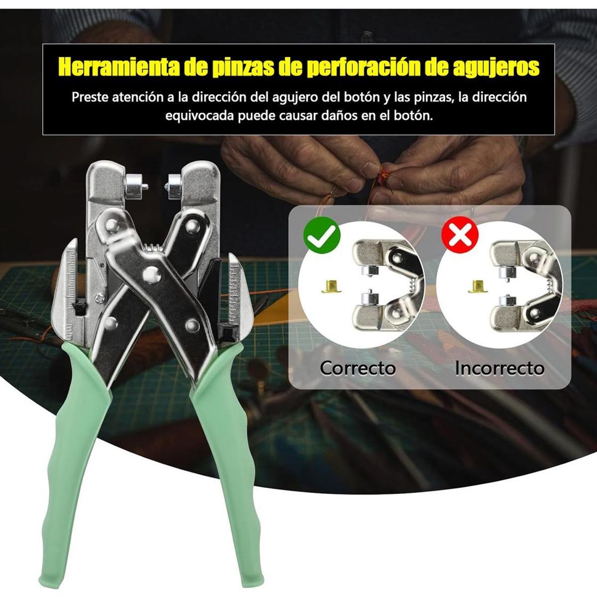 GENERICO - Kit de Alicates Perforadores con Ojetillos y Precisión