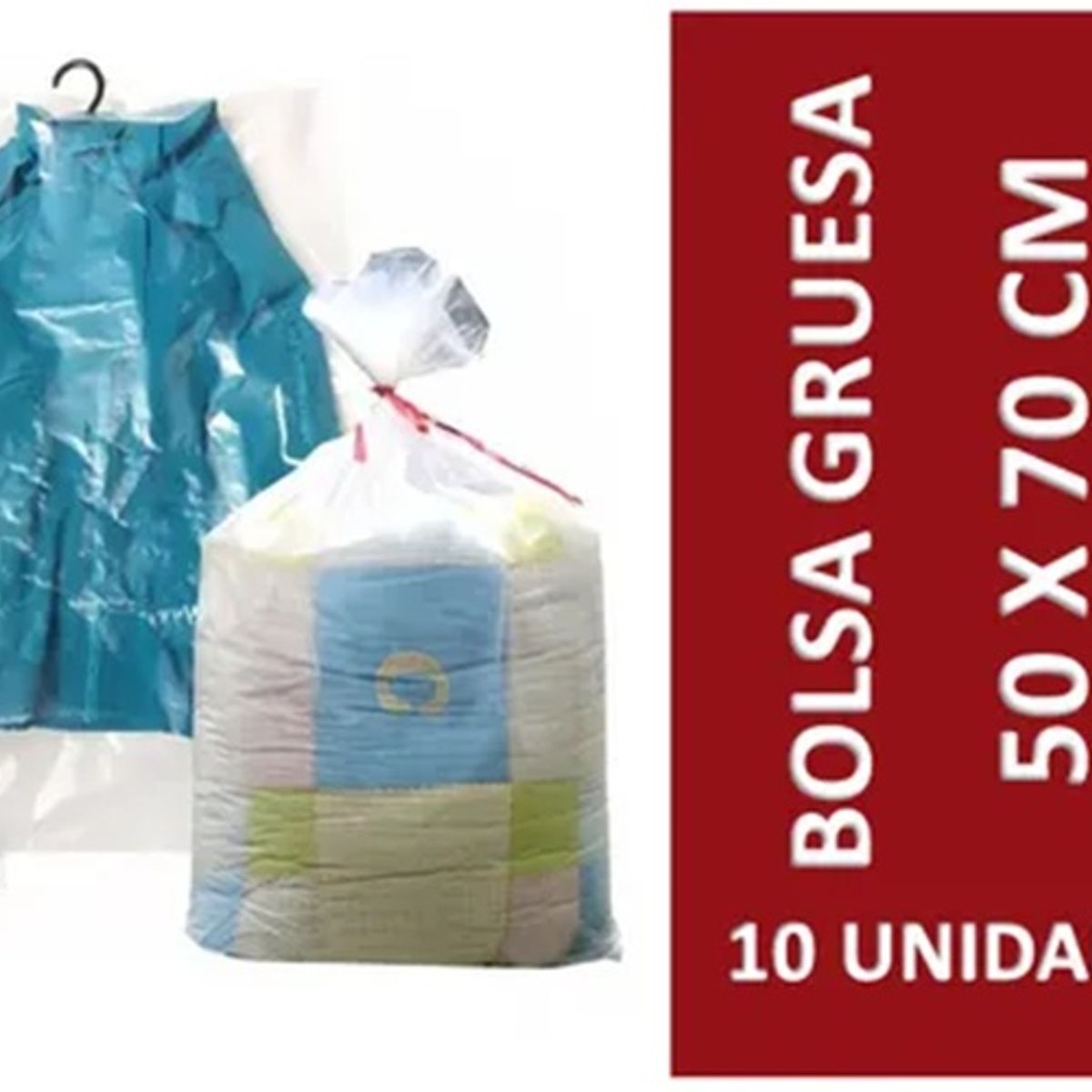 BLOCCARE - Bolsa Plástica Gruesa 50x70 Cm Transparente - 10 Unidades