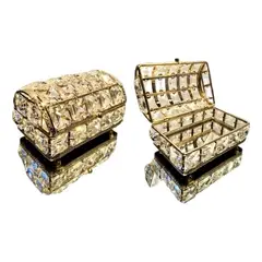 GENERICO - Joyero Pequeño de Cristal con Compartimento y Diseño Elegante