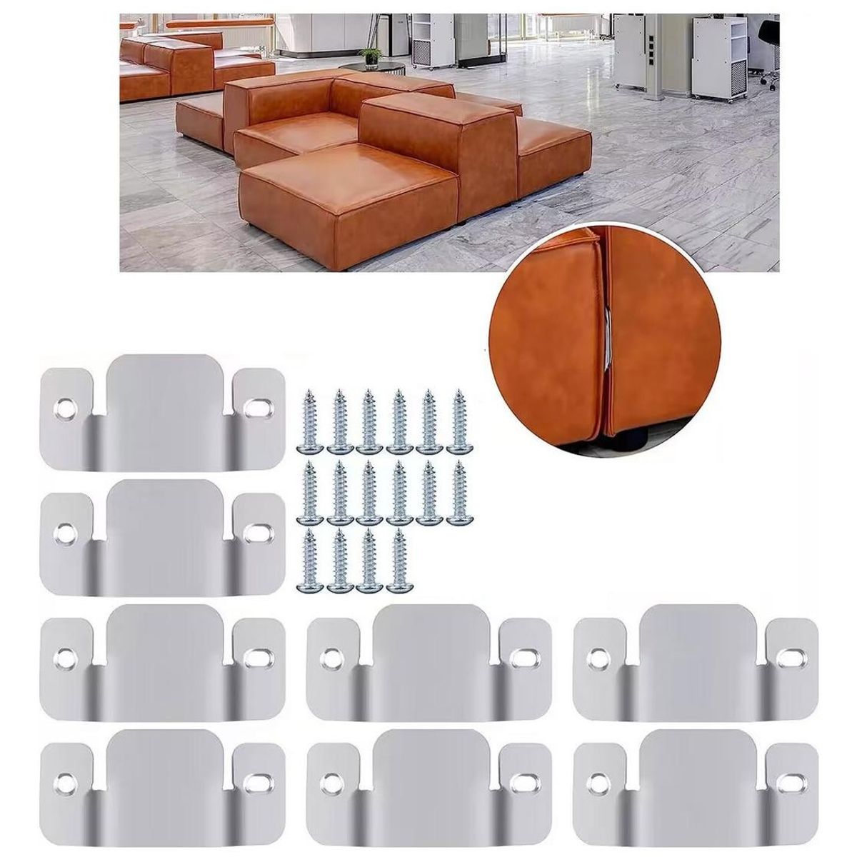 GENERICO - Conectores Metálicos para Sofás Seccionales Pack de 8 Unidades