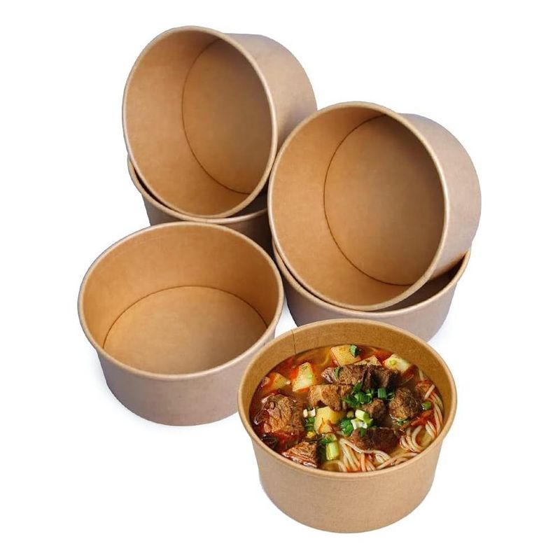 GENERICO - Bowl Ecológico de Papel Kraft con Tapa 1000ml Pack 100 Unidades