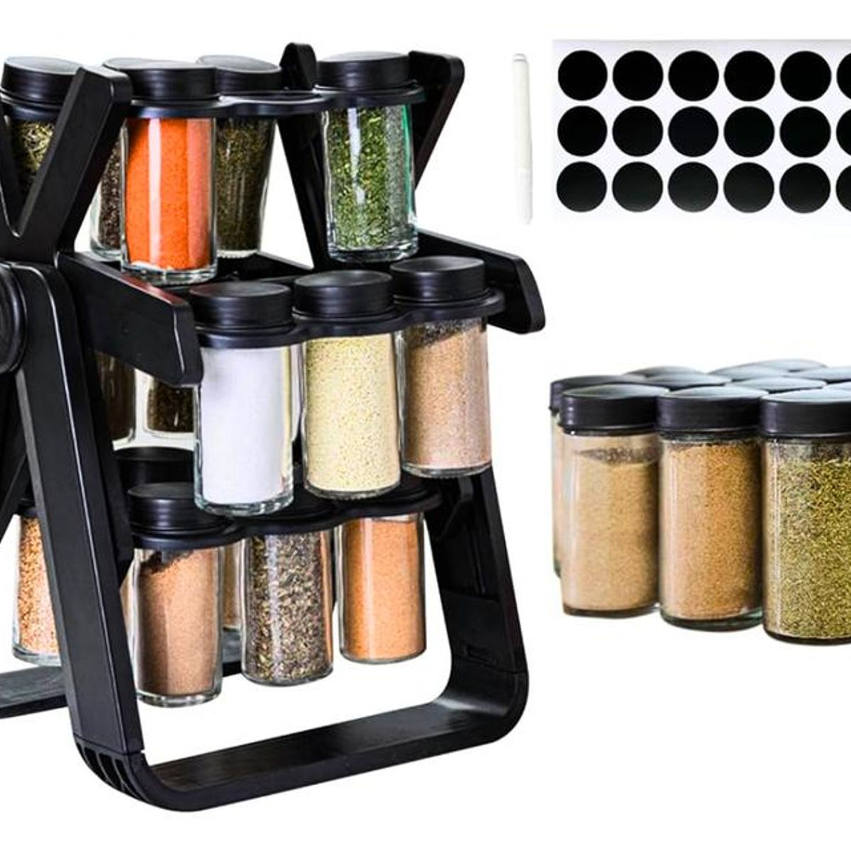 GENERICO - Organizador Giratorio para 18 Especias en Tarros de Vidrio
