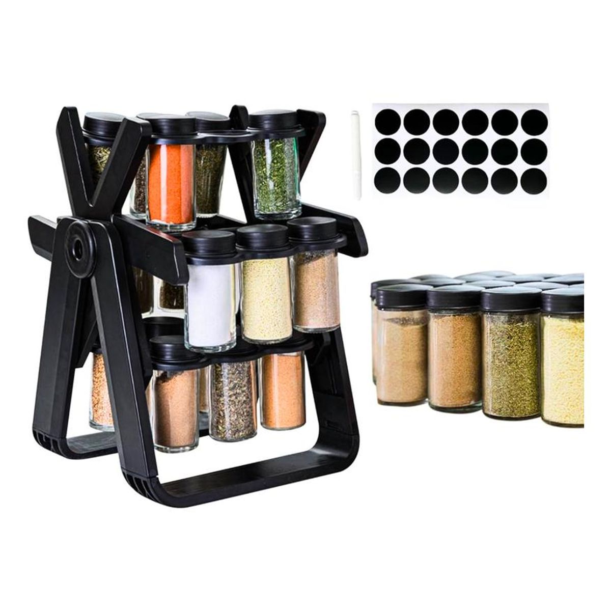 GENERICO - Organizador Giratorio para 18 Especias en Tarros de Vidrio