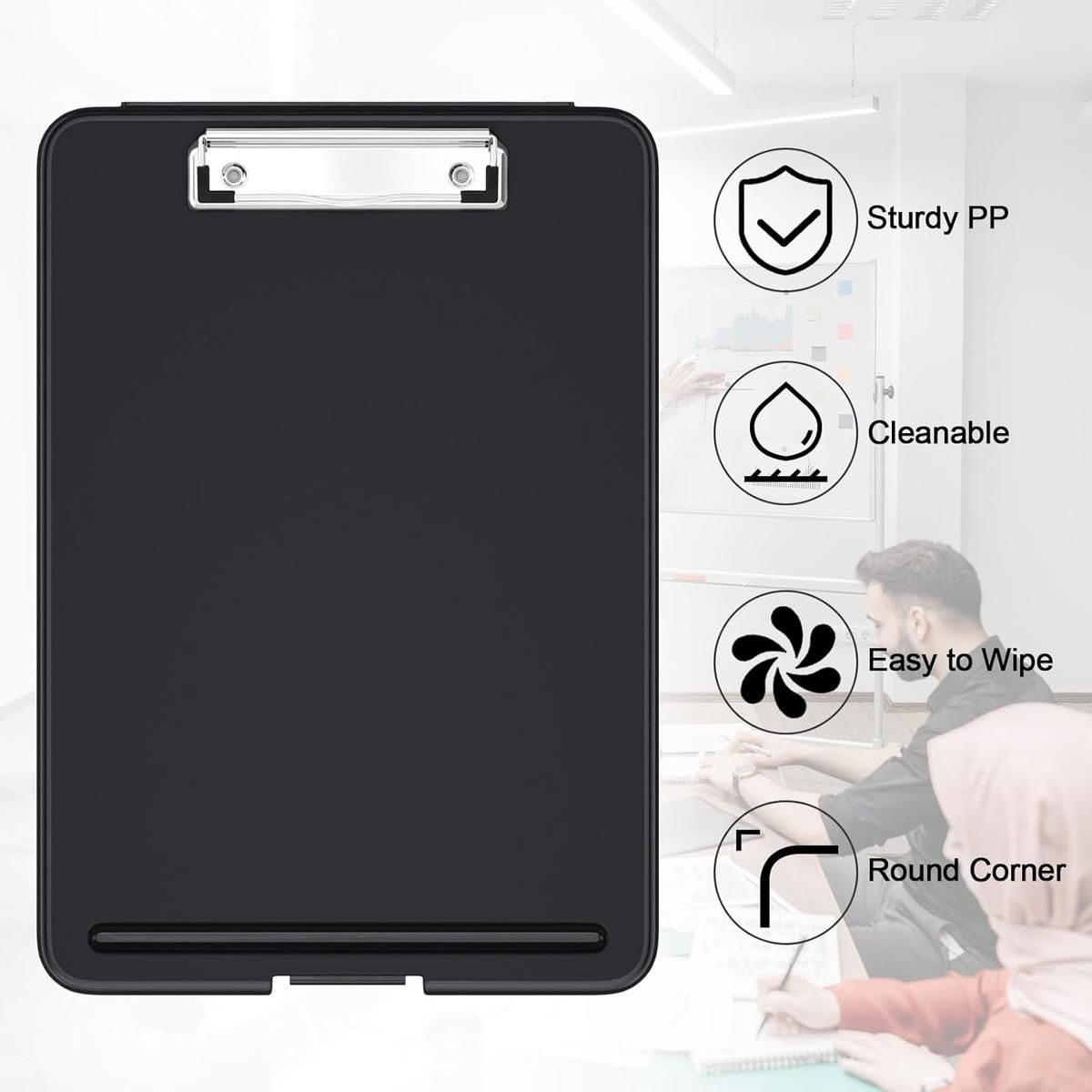 GENERICO - Portapapeles con Almacenamiento y Clip para Documentos