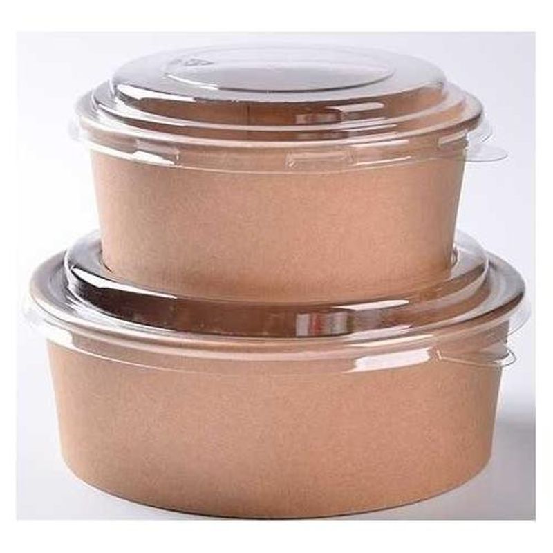 GENERICO - Bowl Kraft con Tapas PET para Comida - Pack de 50 Unidades