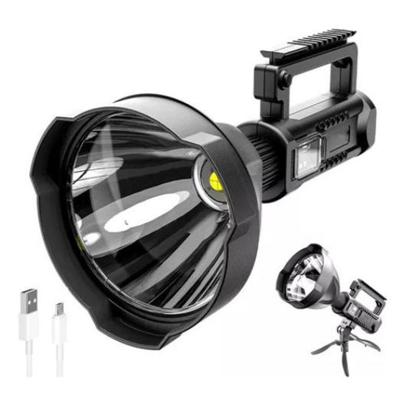 GENERICO - Linterna LED Táctica Recargable 600m Blanco Frío y Resistente