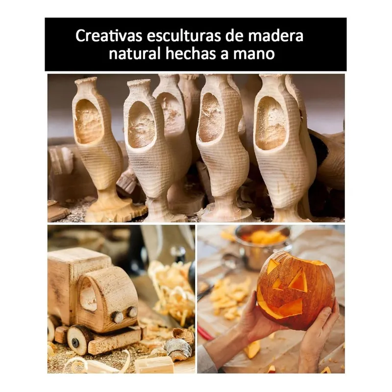 GENERICO - Juego Completo de Herramientas para Tallar Madera 15 Pzs