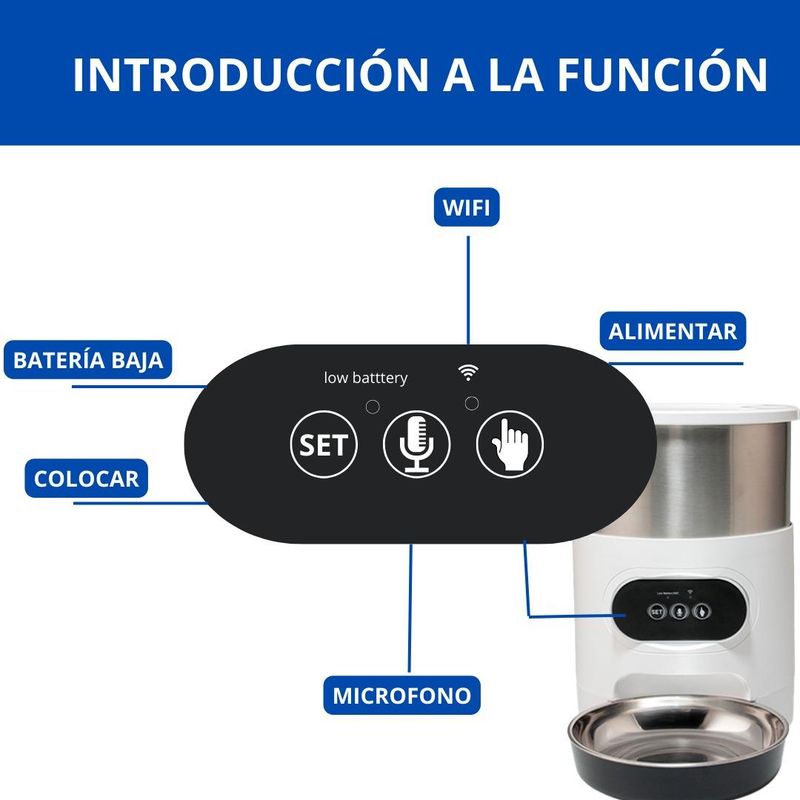 GENERICO - Dispensador Automático de Alimentos Wi-Fi para Mascotas