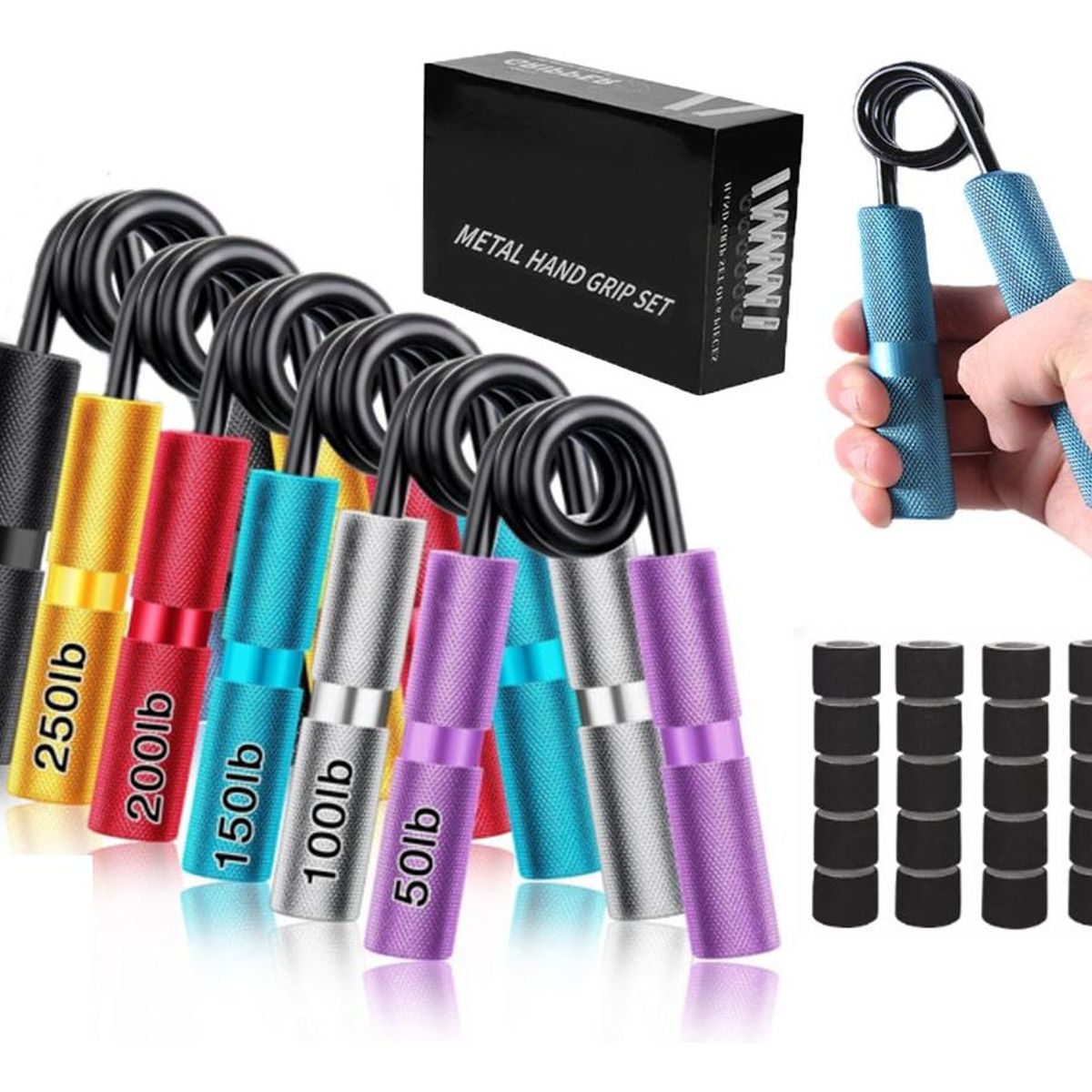 GENERICO - Kit Fortalecedor de Manos y Dedos con 6 Resistencias