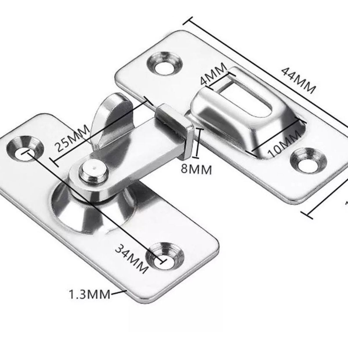 GENERICO - Cerradura Corredera de Acero Inoxidable con Pestillo Seguro