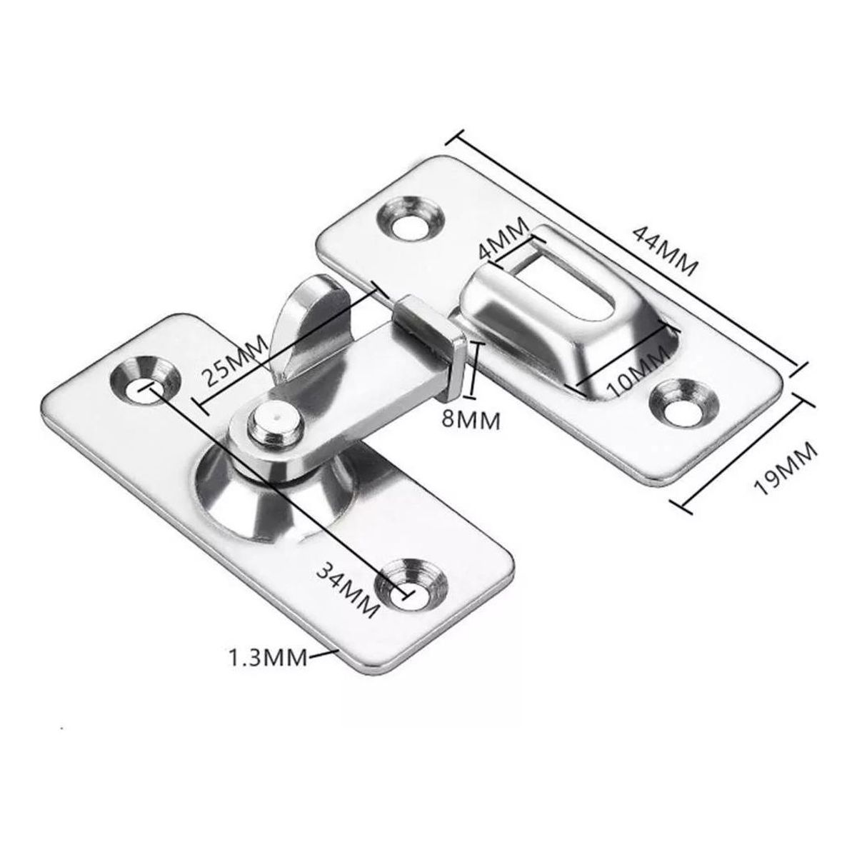 GENERICO - Cerradura Corredera de Acero Inoxidable con Pestillo Seguro