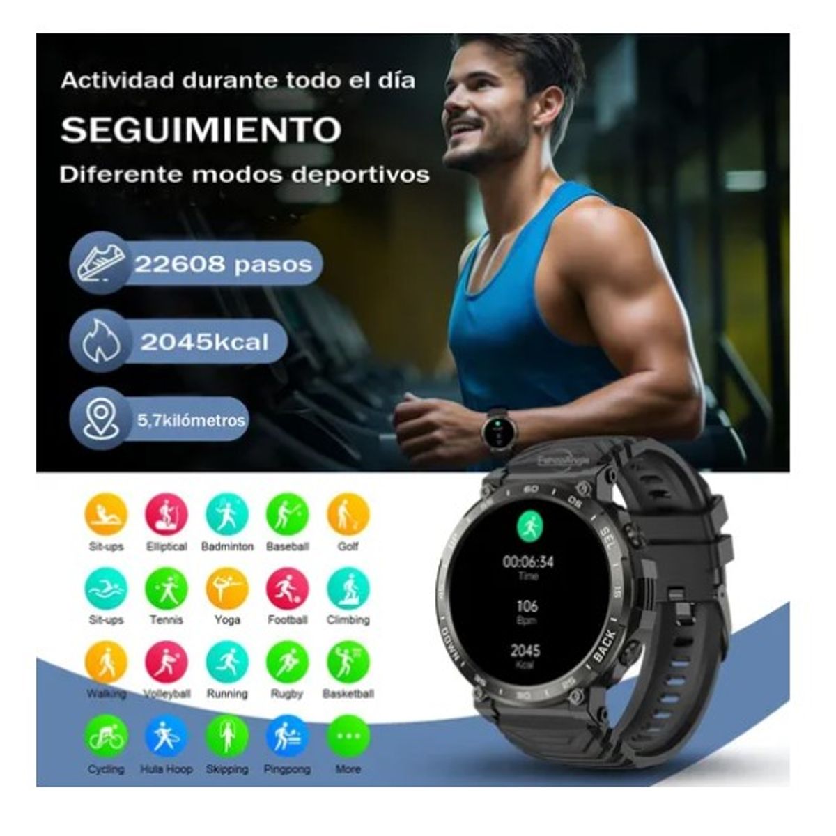 OFERTABKN - Smartwatch Deportivo Reloj Inteligente S56 Hombre Bluetooth