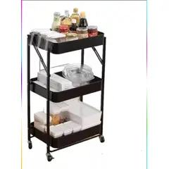 GENERICO - Carrito Plegable Organizador Móvil de 3 Niveles con Ruedas