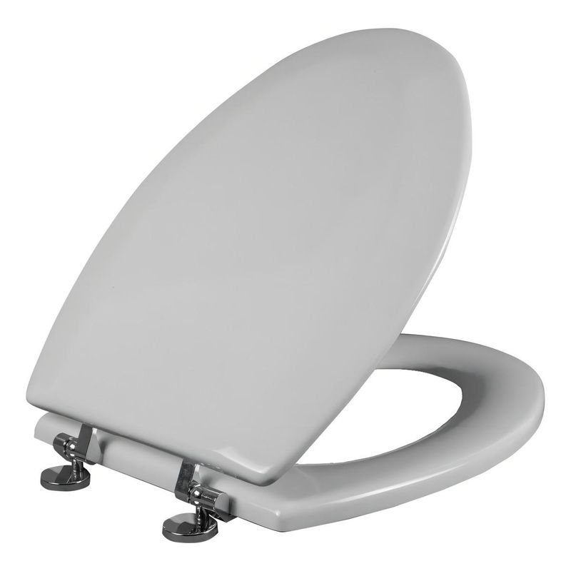 GENERICO - Asiento de Madera Elongado con Bisagras Cromadas Blancas