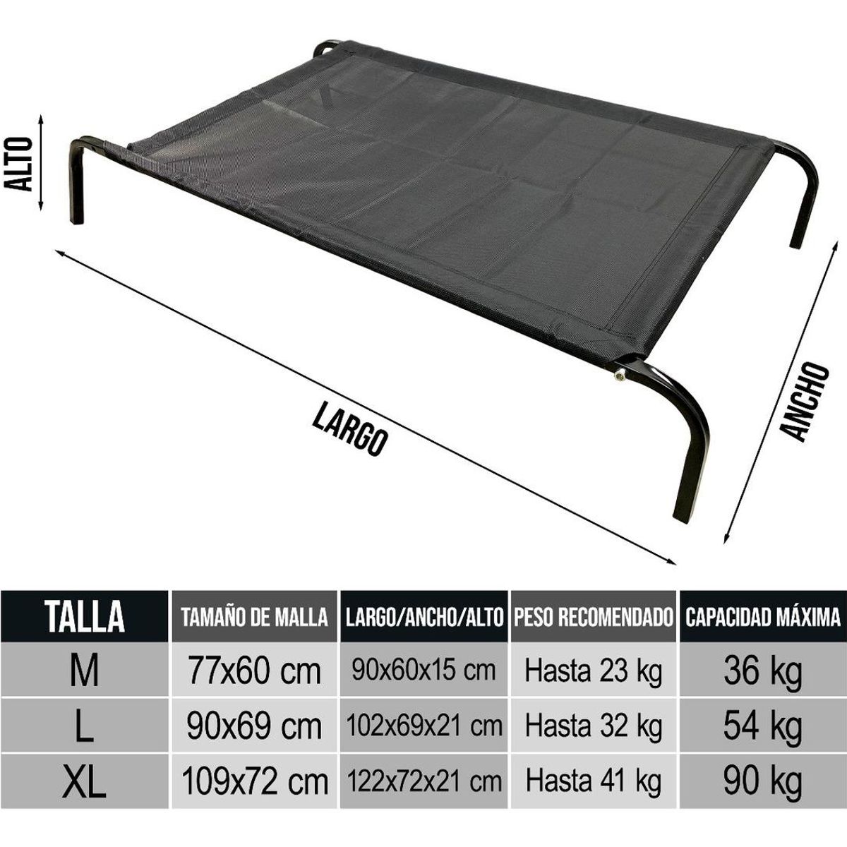 GENERICO - Cama Elevada Portátil y Lavable para Perros y Gatos M