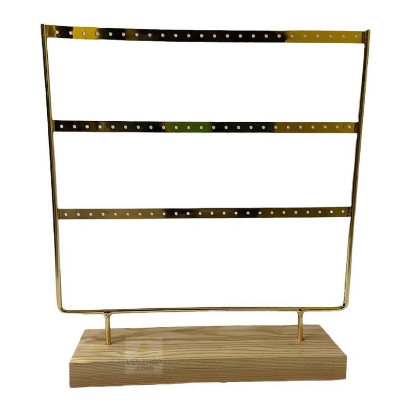GENERICO - Exhibidor Dorado de Metal con Base de Madera para Aros