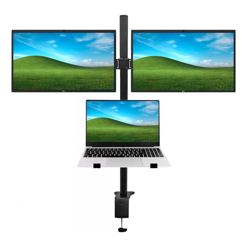 IPLAY - Soporte Escritorio Monitor Notebook Triple 10-32 Brazo
