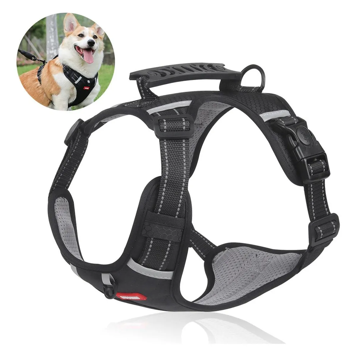 GENERICO - Arnés Reflectante y Ajustable para Perros con Asa y Comodidad