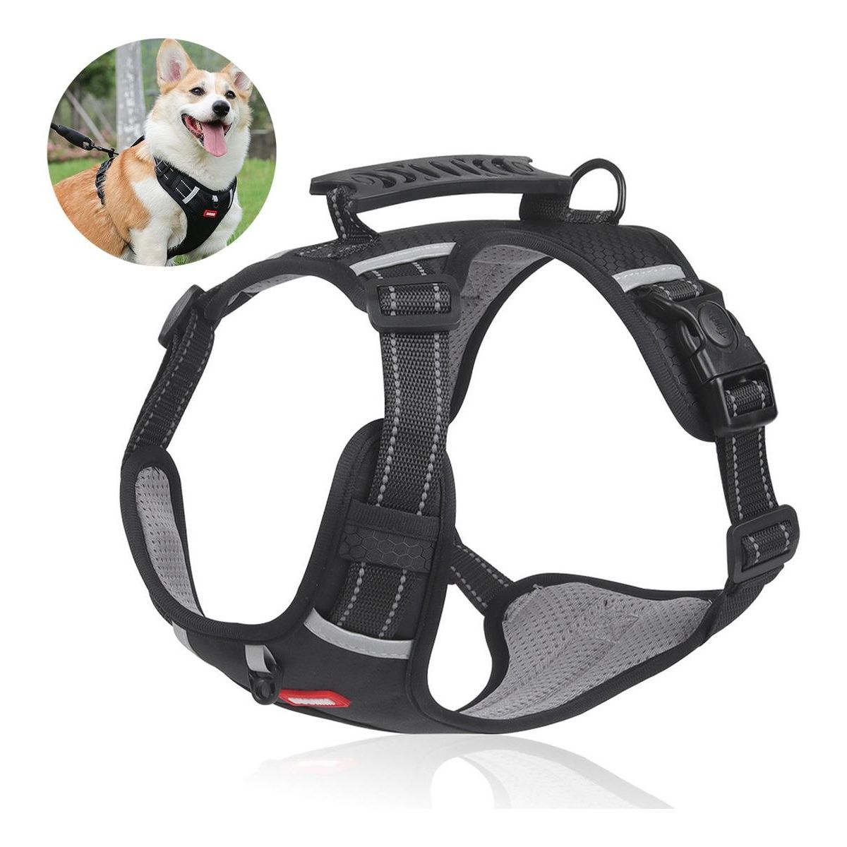 GENERICO - Arnés Reflectante y Ajustable para Perros con Asa y Comodidad