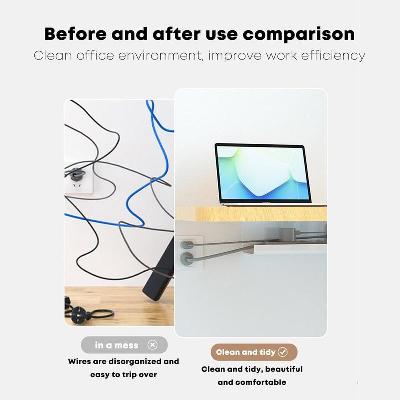 GENERICO - Organizador Adhesivo de Cables para Escritorio 55x10 cm