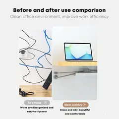 GENERICO - Organizador Adhesivo de Cables para Escritorio 55x10 cm